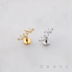 MARQUISE TWIST CZ CASCADE ARCH THREADLESS (PUSH IN) 316L SURGICAL STEEL LABRET SET